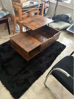 Solid wood coffee table with storage compartment in the middle can be shifted into various style