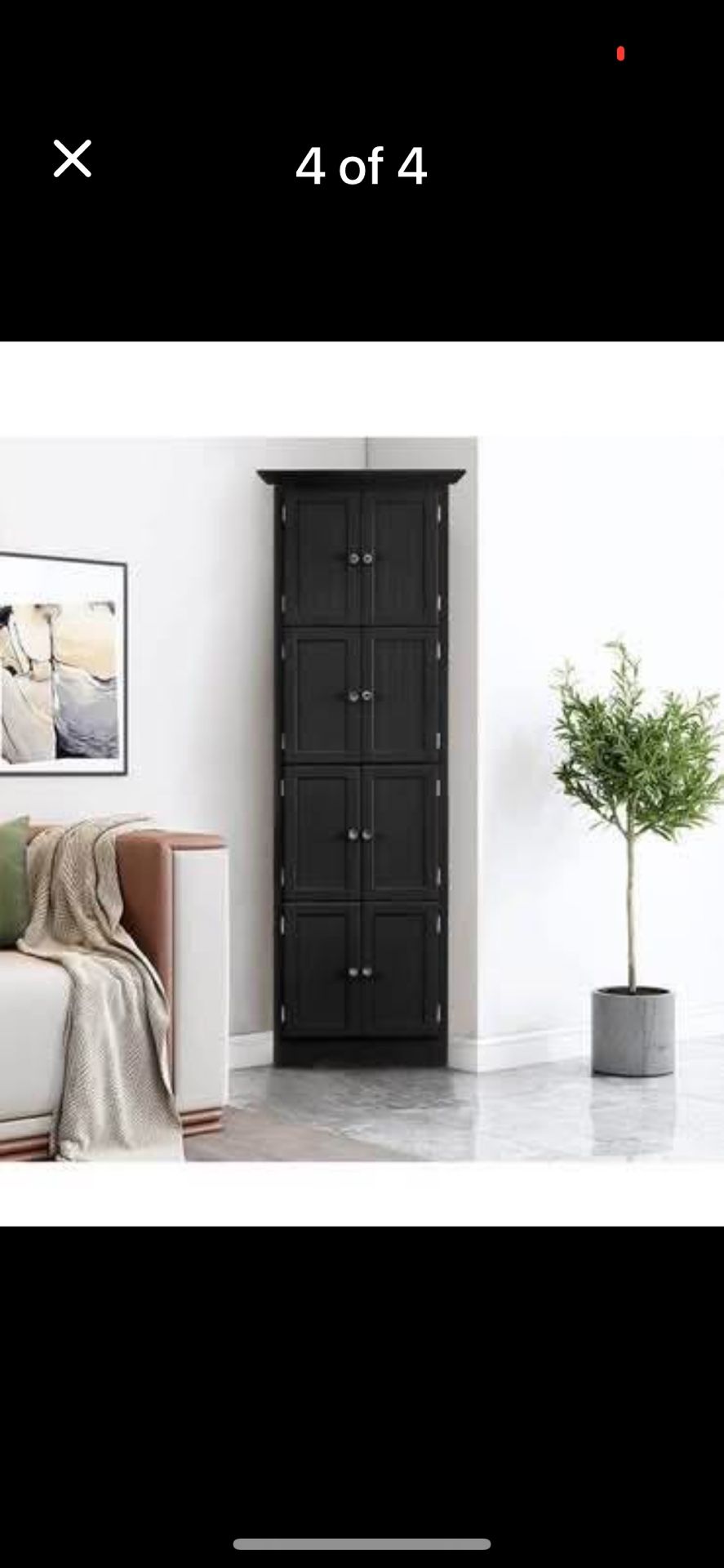 NEW ASSEMBLED Tall Corner Storage Cabinet with Doors and 4 Shelves, Freestanding Triangle Cabinet