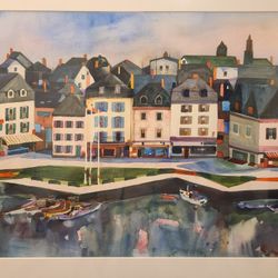 "The Harbor" watercolor by Janet Poppe