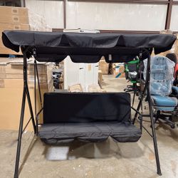  Enjoy 😎 summer time comfort ⛱️⛱️.. 2-3 Person Outdoor Patio Swing Chair, Convertible Canopy Hanging Swing Glider Lounge Chair, Removable Cushions, 4