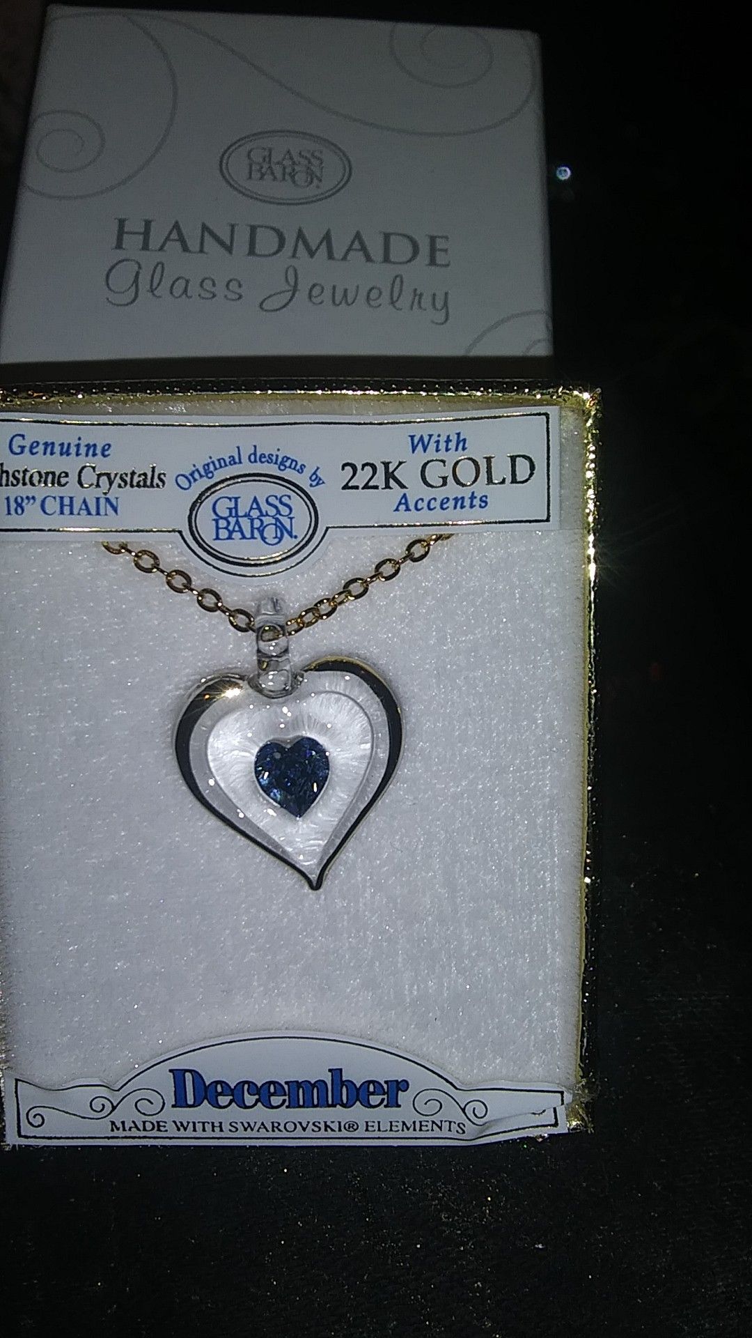 Genuine birthstone crystal with 22k gold accents 18" chain