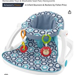Fisher-Price Portable Baby Chair, Sit-Me-Up Floor Seat with 2 Removable Toys & Washable Seat Pad, Honeycomb