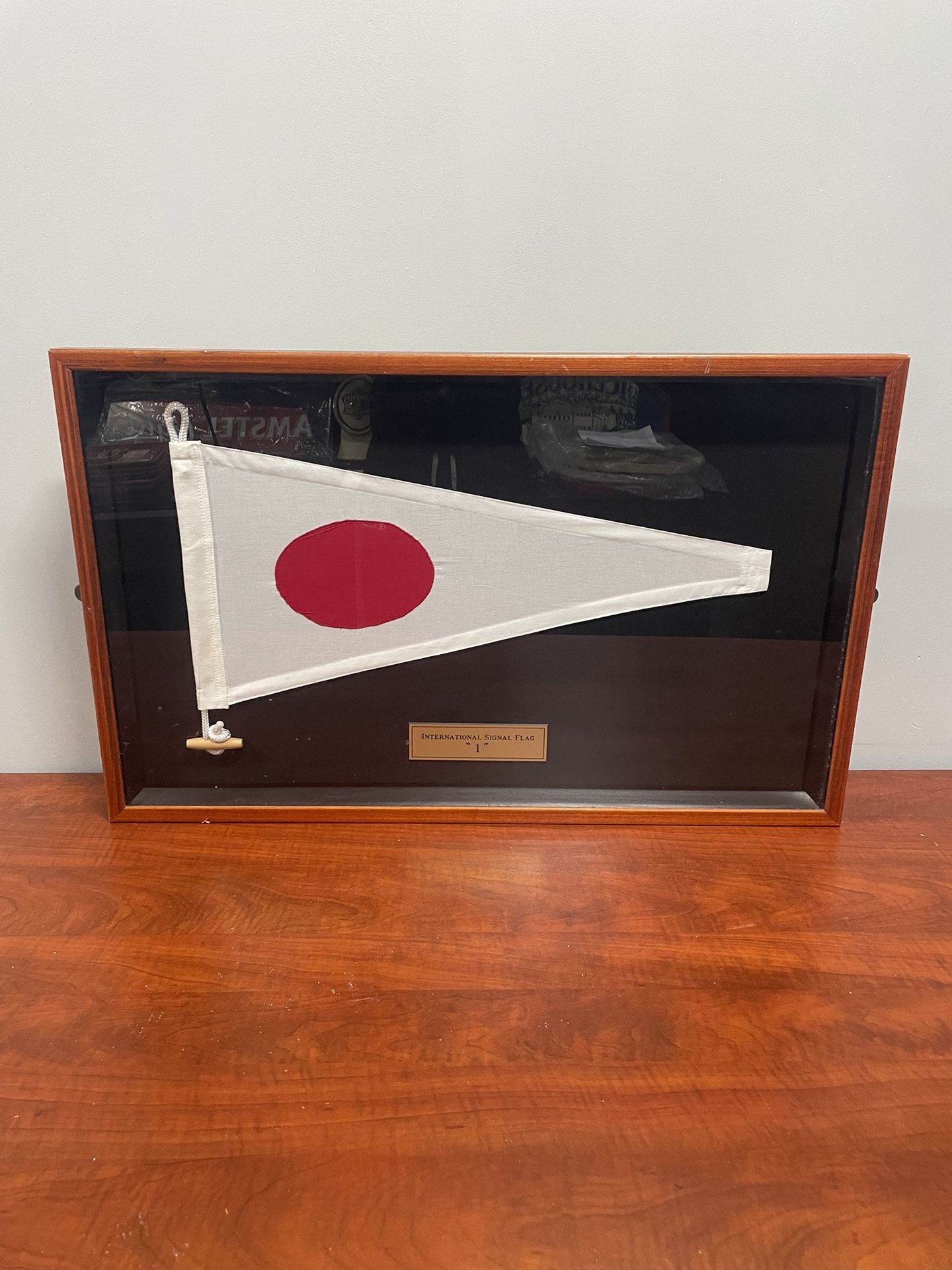 Wood Framed Shadow box International Signal Flag “1”