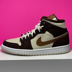womens air jordan 1 mid cream dark chocolate