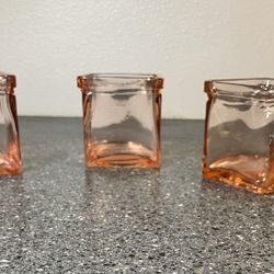 3- Pink Depression Glass Votive Candle Holders