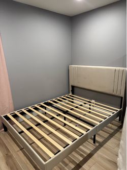 Queen size beige bed frame