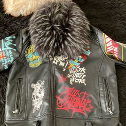 Men’s Large Graffiti Leather Jacket