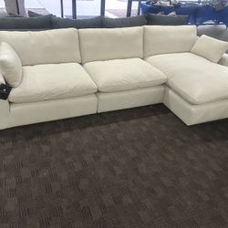 Cream Linen Cloud Sectional 