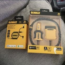 DEWALT 5-Port Front and Back Seat Mobile USB PD Charger and dewalt 3-In-1 Cable for Lightning, USB-C and Micro-USB $55 firm 