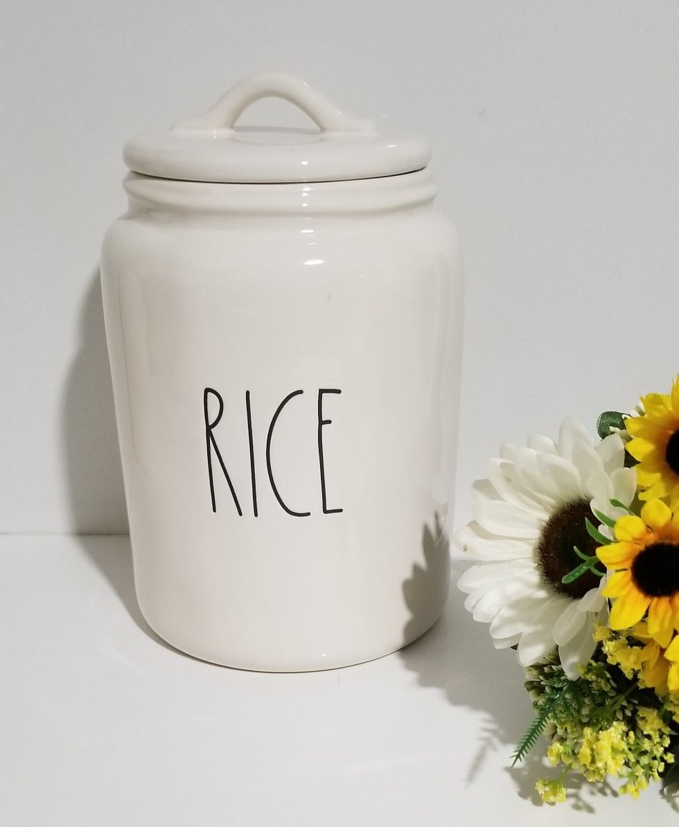 Rae Dunn Rice canister / farmhouse decor kitchen home storage