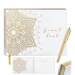 New white and gold wedding guest book