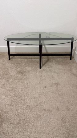 50inch - Black Metal -Modern Sleek Glass Coffee Table - Black Metal Legs (From West Elm)