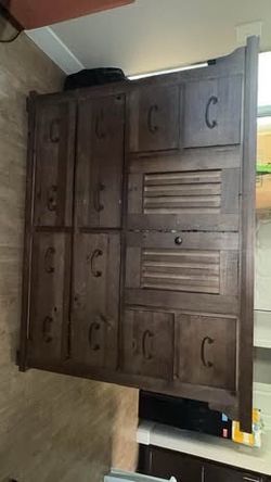 Rustic Dark Wood Armoire Cabinet