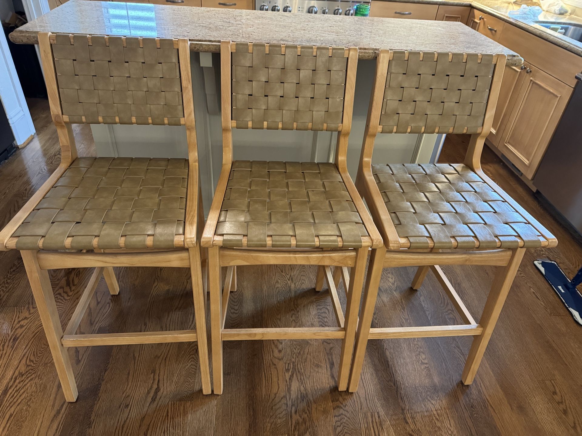 Leather Woven Bar Stools