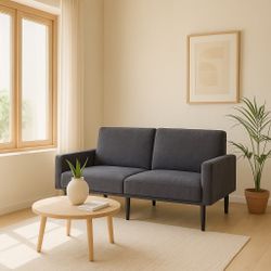 Futon sofa, charcoal, gray