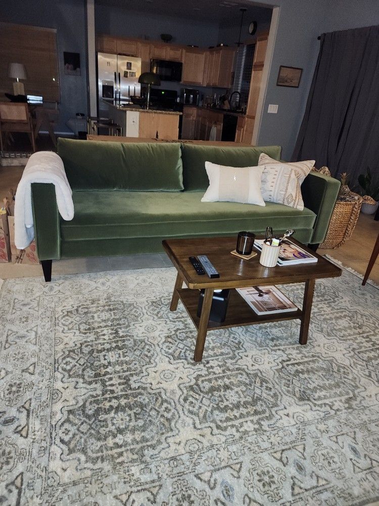 Olive Green Performance Velvet Sofa