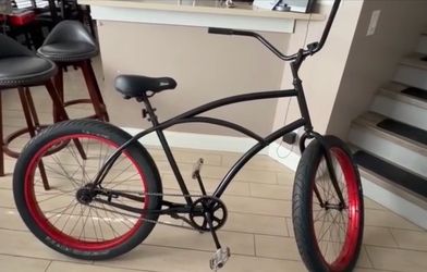Fat tire beach cruiser bicycle