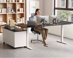 New Electric Standing Desk with Drawers & File Cabinet