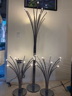 Chrome Multi-Arm LED Floor Lamp Set of 3