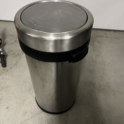 Large Revolving Lid Cylindrical Trash Can
