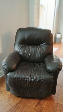 Leather Rocker-Recliner (dark brown leather)