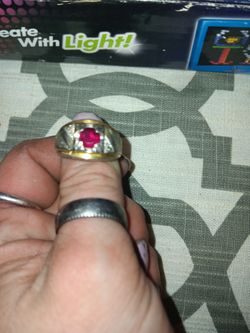 A CT Natural Red Deep Pigeon Blood Ruby in A 24 Kt Gold Ring