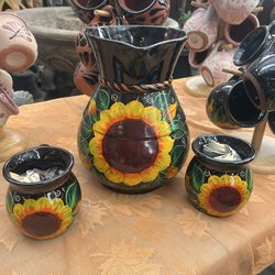 Pitcher with 6 cups and holder