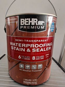 BEHR Chocolate Semi-Transparent Waterproofing Exterior Wood Stain and Sealer NEW and UNOPENED