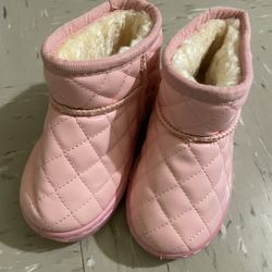 Girls Leather Boots For Winter Waterproof Pink Boots 