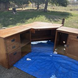 5 Peace Oak Office Desk Set