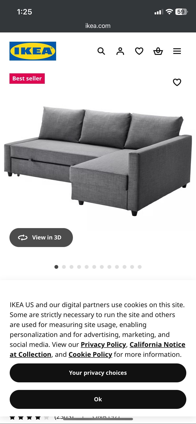 IKEA Friheten Sleeper Sectional Sofa
