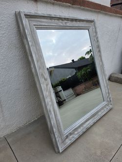 Rectangular Bathroom Mirror Hanging Vanity Mirror Wall Mounted Grey Color 29 inch L x 35 inch H $60