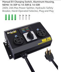 Manual EV Charging Switch, Aluminum Housing, NEMA 14-30P to 14-30R & 14-50R