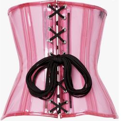 Stunning Hot Pink CORSET  womens Pink Clear Curvy Underbust Waist Cincher. 3 XL