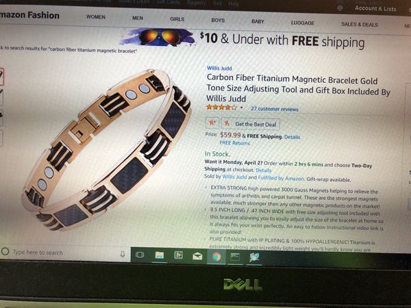 60 In Carbon Fiber Anium Magnetic Bracelet Gold Tone By Open In The Continue To Mobile Website