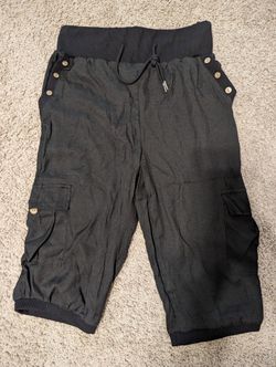 Madepants Women's Drawstring Cargo Pants Elastic Waist Casual Capri. Size M. Brand New 