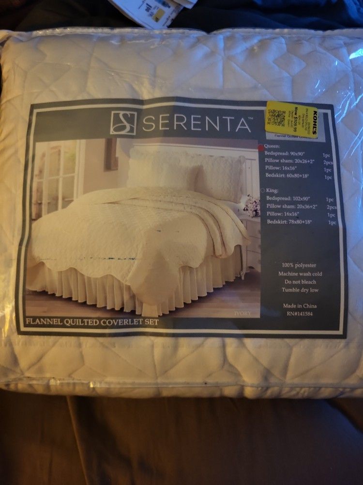 Queen Bedspread Flannel Quilted Cover Set