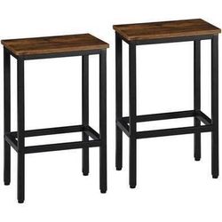 New Set of 2 Rustic Brown Industrial Bar Stools