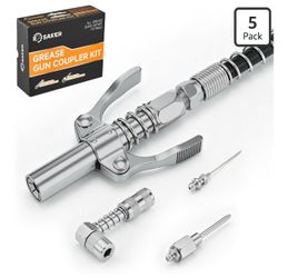 Grease Gun Accessory Kit, 10000PSI Quick-Release Coupler Set 90 Degree Grease Gun Coupler Adapter, 11.8inch Flexible Hose, 2 Grease Needle Tips,Compat
