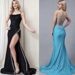New With Tags Glitter Jersey Long Formal Dress & Prom Dress $170