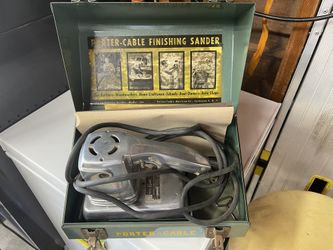 MID CENTURY PORTER CABLE "GUILD" ORBITAL SANDER 106A IN ORIGINAL METAL CASE