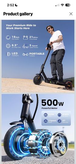 Electric Scooters - Electric Scooter for Adults, 500W/1000W/1500W Motor, 18/21/25 Max MPH, 21/28 Miles Range, APP Control, Cruise Control, Lightweight