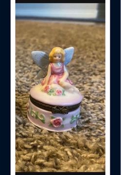 Pink Fairy Hinged Porcelain Trinket Box
