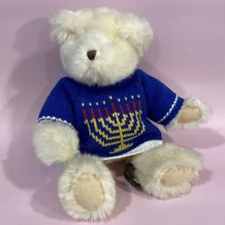 Russ Berrie 8” Plush White Hanukkah Teddy Bear Excellent Used Condition Like New 