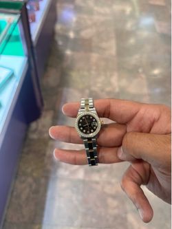 Roelx two tone new style Black diamond dial Diamond bezel oyster band