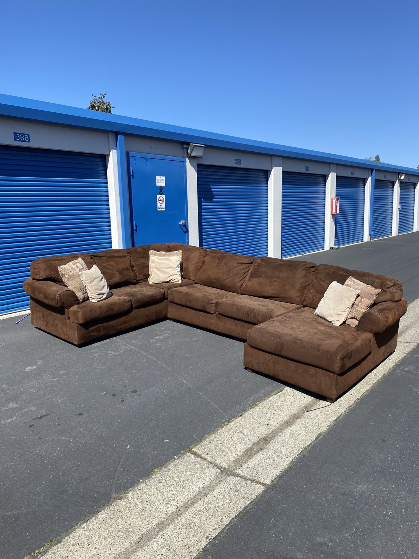 Dark Brown Microfiber Sectional Couch With Chaise Lounge for Sale in