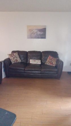 2 Dark Brown Leather Sofa