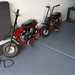 Two Coleman CC100X Minibikes.