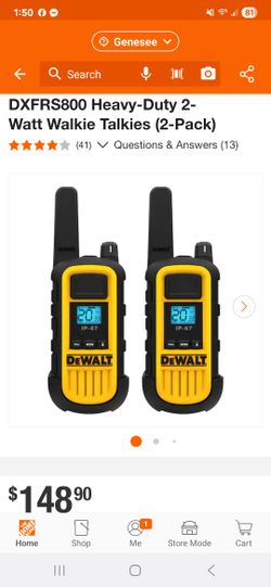 Dewalt Heavy-Duty 2-Watt Walkie Talkies 2 Pack