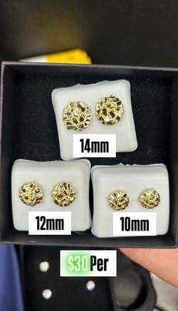 14K Gold Plated Nugget Earrings